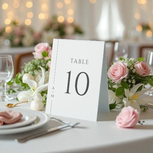 Plaque De Table Numéro de table élégant classique blanc simple