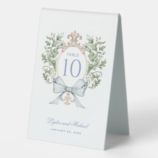 Plaque De Table Numéro de table Elegant Leaf Crest (Verso)