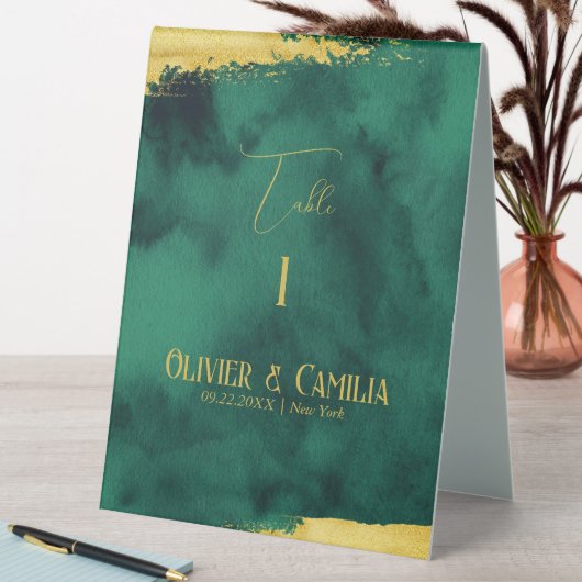 Plaque De Table Numéro de table Emerald Gold IPgn pour Mariage (En SItu (Tableau))