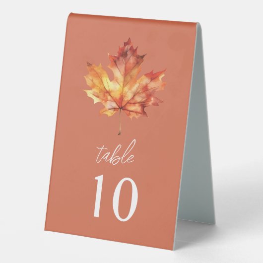 Plaque De Table Numéro de table Feuille de Mariage d'automne (Verso)