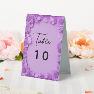 Plaque De Table Numéro de table fleurie violette