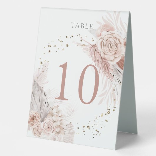 Plaque De Table numéro de table fleurs bohème aquarelle 10 (Recto)
