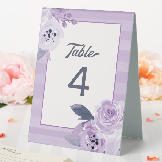 Plaque De Table Numéro de table floral violet lavande tendance (In SItu (Mariage))