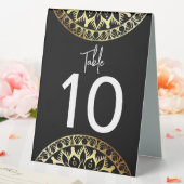 Plaque De Table Numéro de table Mandala noir et or élégant (In SItu (Mariage))