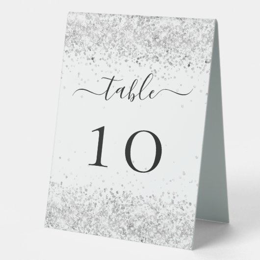 Plaque De Table Numéro de table mariage blanc argenté (Recto)