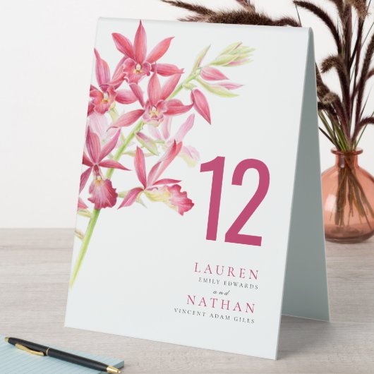 Plaque De Table Numéro de table mariage de fleurs d'orchidées roug (En SItu (Tableau))