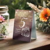 Plaque De Table Numéro de table mariage + Menu Mason Jar String Li