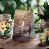 Plaque De Table Numéro de table mariage + Menu Mason Jar String Li