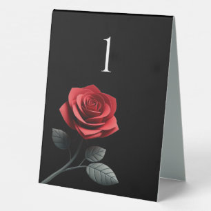 Plaque De Table Numéro de table mariage - Rose rouge simple