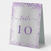 Plaque De Table Numéro de table mariage violet argenté (Verso)