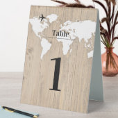 Plaque De Table Numéro de Table Mariage Voyage fond bois  (En SItu (Tableau))