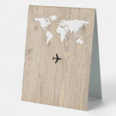 Plaque De Table Numéro de Table Mariage Voyage fond bois  (Verso)