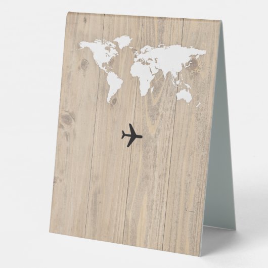 Plaque De Table Numéro de Table Mariage Voyage fond bois  (Verso)