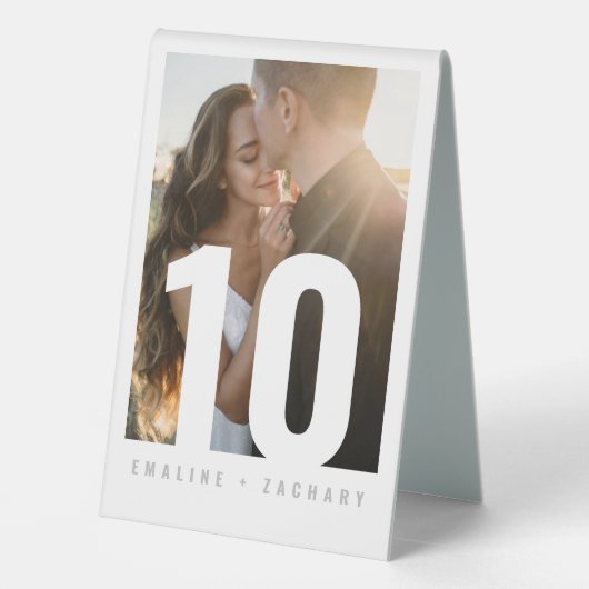 Plaque De Table Numéro de table moderne avec photo (Verso)