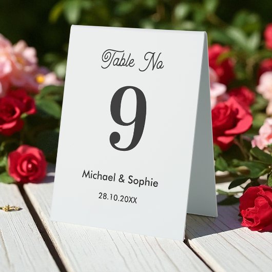 Plaque De Table Numéro de table noir blanc Mariage