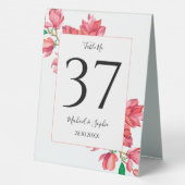 Plaque De Table Numéro de table rose mariage Aquarelle (Verso)