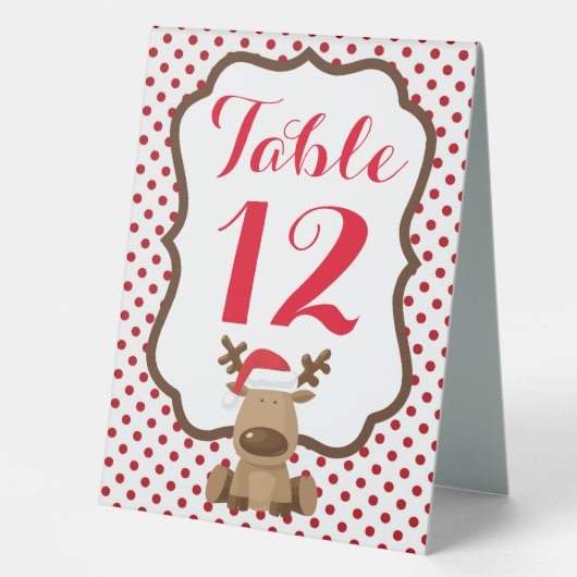 Plaque De Table Numéro de table Tente Card Reindeder Noël XMAS Pol (Recto)