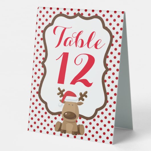 Plaque De Table Numéro de table Tente Card Reindeder Noël XMAS Pol (Verso)