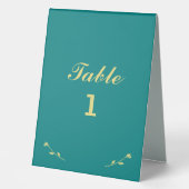 Plaque De Table Numéro de table turquoise et Gold (Recto)