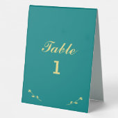 Plaque De Table Numéro de table turquoise et Gold (Verso)