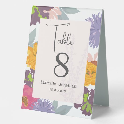 Plaque De Table Numéro de tableau Abstrait moderne du Mariage flor (Recto)