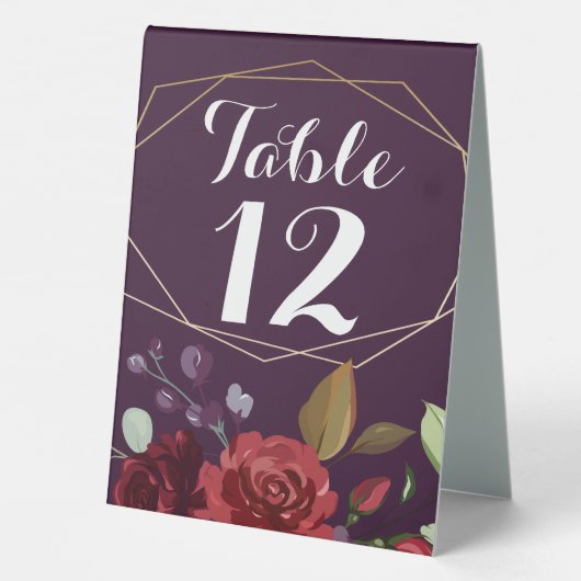 Plaque De Table Numéro de tableau Carte de tente Plum violet Rose (Verso)