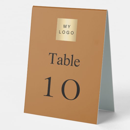 Plaque De Table Numéro de tableau du logo blanc d'entreprise en cu (Verso)