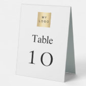 Plaque De Table Numéro de tableau du logo de l'entreprise noir (Verso)