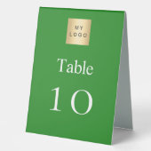 Plaque De Table Numéro de tableau du logo d'entreprise blanc vert (Recto)