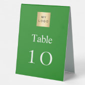 Plaque De Table Numéro de tableau du logo d'entreprise blanc vert (Verso)