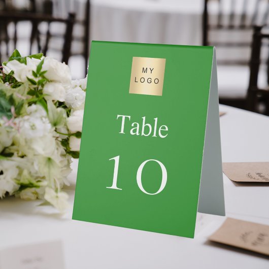 Plaque De Table Numéro de tableau du logo d'entreprise blanc vert