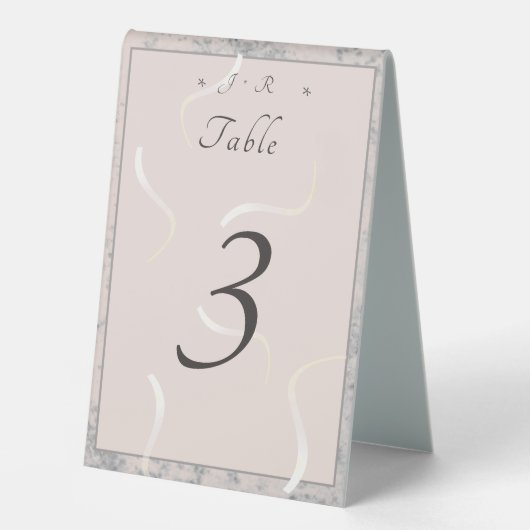 Plaque De Table Numéro de tableau monographique de marbre gris et  (Recto)