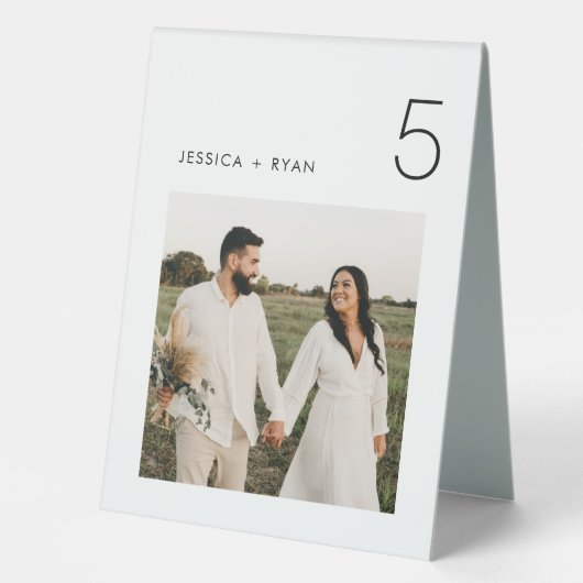 Plaque De Table Numéro de tableau photo Mariage moderne (Recto)