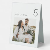 Plaque De Table Numéro de tableau photo Mariage moderne (Verso)