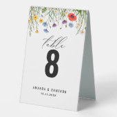 Plaque De Table Numéro du tableau de la prairie de fleurs sauvages (Verso)