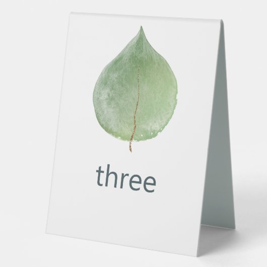 Plaque De Table Numéros de Mariage de feuille d'eucalyptus vert un (Recto)