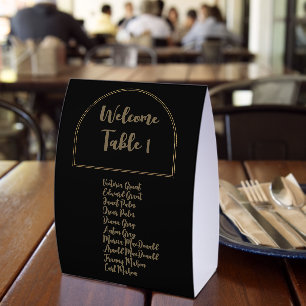 Plaque De Table Numéros de table de mariage avec noms d'invités No