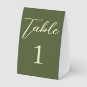 Plaque De Table Numéros de table de mariage Olive & Beige (Verso)
