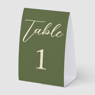 Plaque De Table Numéros de table de mariage Olive & Beige