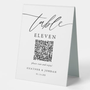 Plaque De Table Numéros de table de Mariage rustique avec code QR