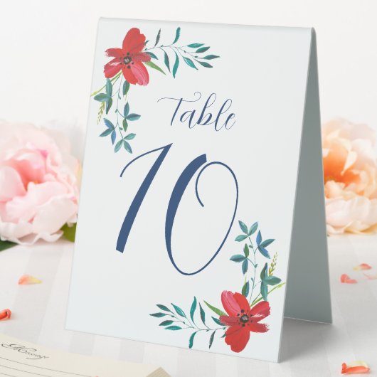 Plaque De Table Numéros de table floraux rouges Panneau de tente d (In SItu (Mariage))