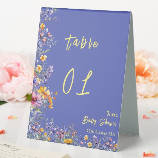Plaque De Table Numéros de table pour Baby Shower Fleurs sauvages (In SItu (Mariage))