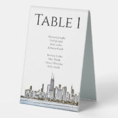 Plaque De Table Numéros de table Skyline Chicago personnalisés (Verso)