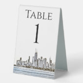 Plaque De Table Numéros de table Skyline Chicago personnalisés (Recto)