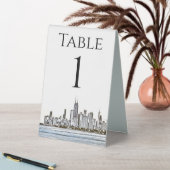 Plaque De Table Numéros de table Skyline Chicago personnalisés (En SItu (Tableau))