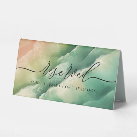 Plaque De Table Ocean Beach Mariage d'été Réservation (Verso)