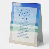 Plaque De Table Ocean Photo Beach Wedding Numéro de table w Noms (Verso)