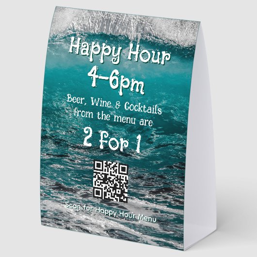 Plaque De Table Ocean Waves Happy Hour (Arrière)