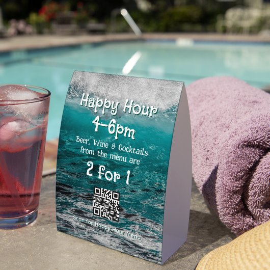 Plaque De Table Ocean Waves Happy Hour (Insitu (sur table))