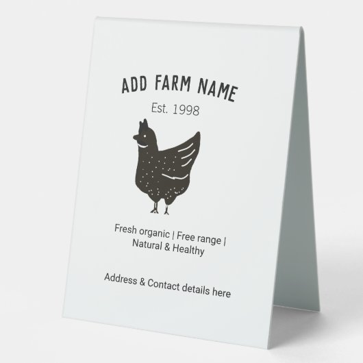 Plaque De Table OEufs de poulet fermier ajouter nom année adresse (Recto)
